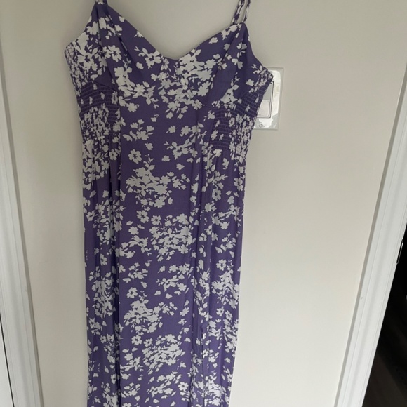 Midi cami dress with slit purple and white flower print - Picture 11 of 11